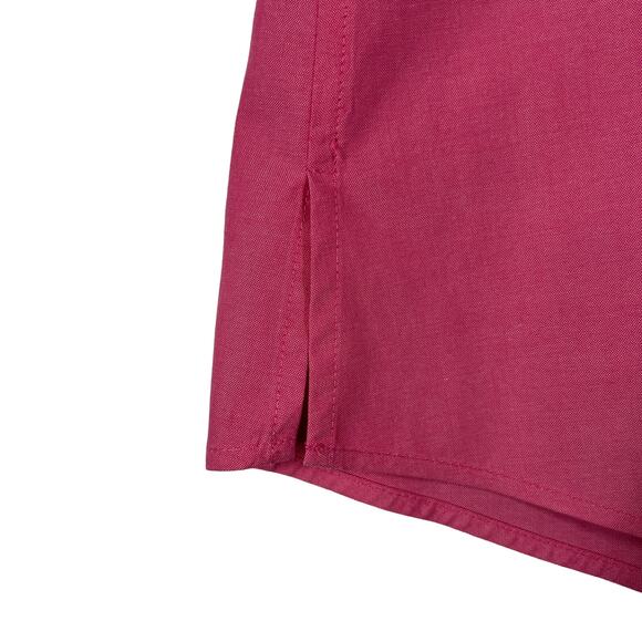 Foxcroft Womens Button Front Top Size 8 Fitted Red Pink Non Iron 3/4 Sleeve - Picture 4 of 13